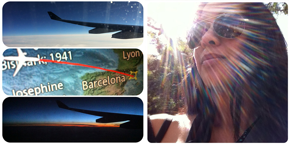 multiple images of route to barcelona and Spanish sun